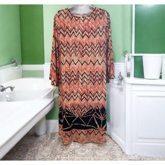 True Envy Womens Geo Print Dress Size 20W Multicolor Metal Collar Accent - Picture 6 of 10